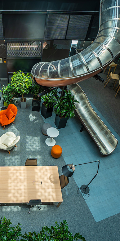 Miral Headquarters: A striking commercial building and interior project masterfully designed by the talented architects at Godwin Austen Johnson. This architectural gem showcases a perfect harmony of innovation and style, reflecting the vibrant spirit of Miral.